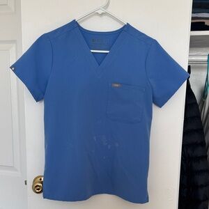 Figs Classic Blue V-Neck Scrub Top